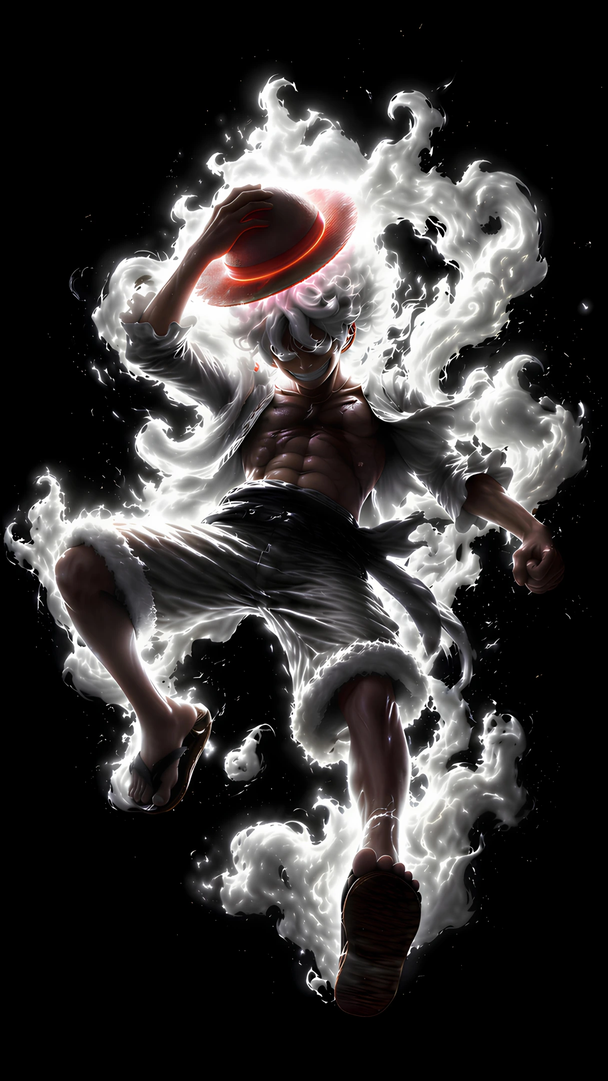 Luffy Gear 5 Sun God Nika AMOLED 4K Wallpaper