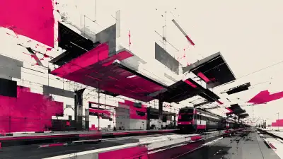 Magenta Deconstructivist Train Station Architecture Wallpaper 4K