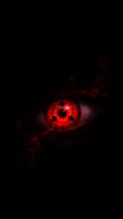 Mangekyou Eye Flames 4K Wallpaper – Itachi Uchiha Fiery Glow