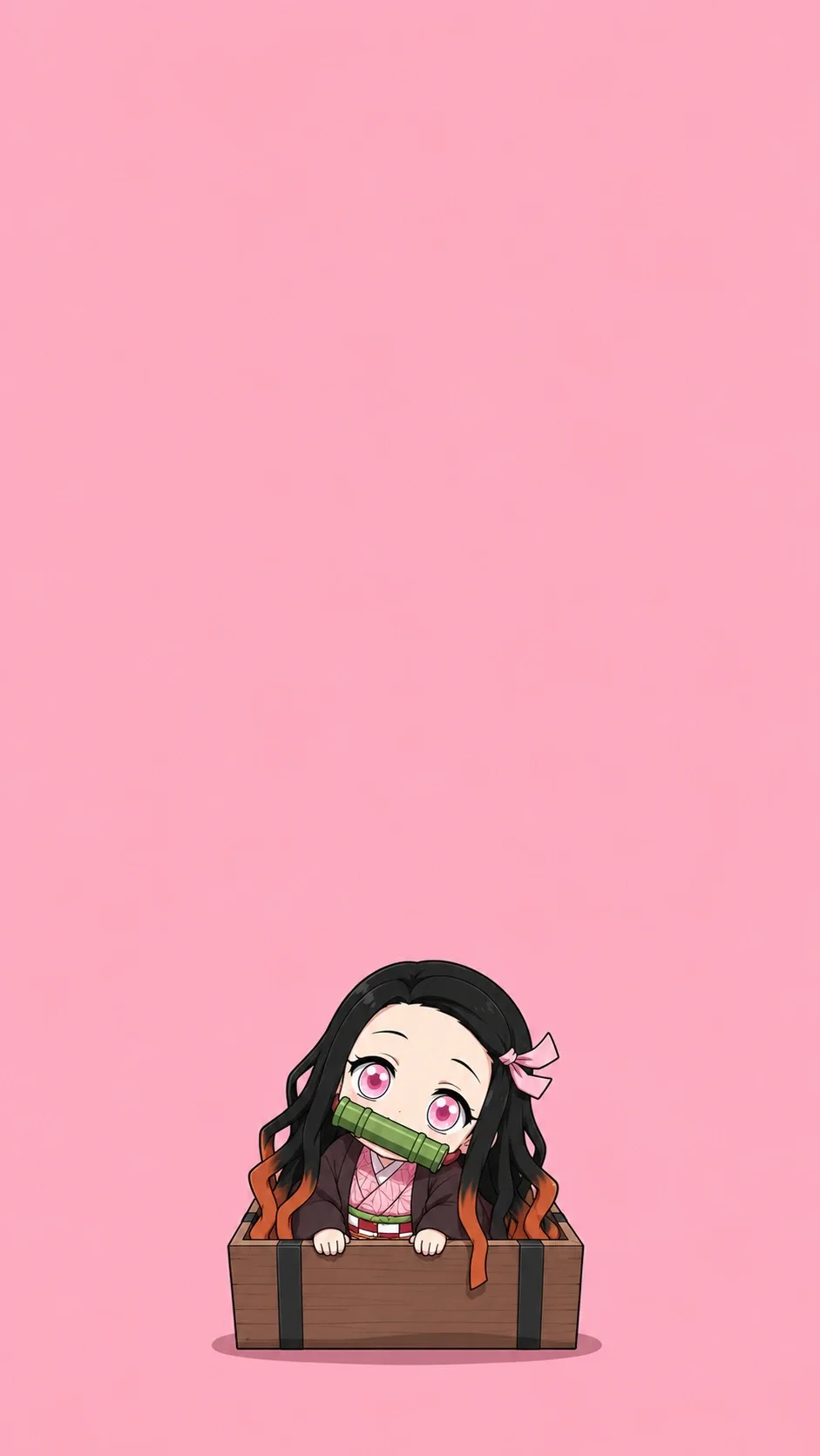 Nezuko Kamado Chibi Box Cute Fan Art Demon Slayer Wallpaper 4K