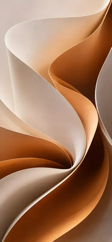 Paper Fold 4K Wallpaper – iOS 27 Style Warm Amber Wave Curl