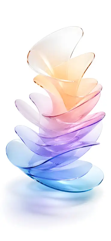 Rainbow Glass 4K Wallpaper – iOS 27 Style Pastel Petal Stack