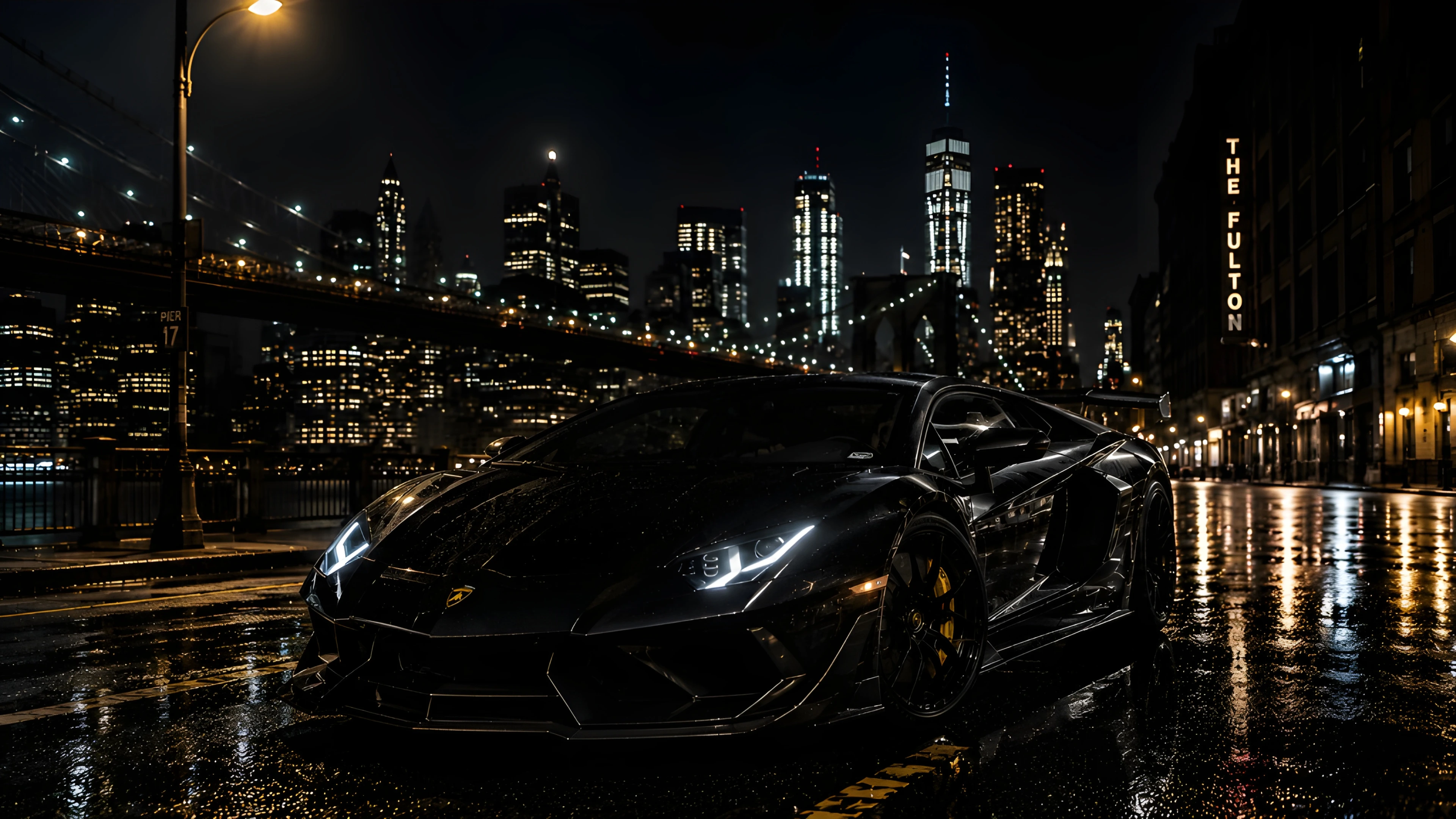 Red Corvette Z06 Dark Rainy Night – Cinematic 4K Car Wallpaper