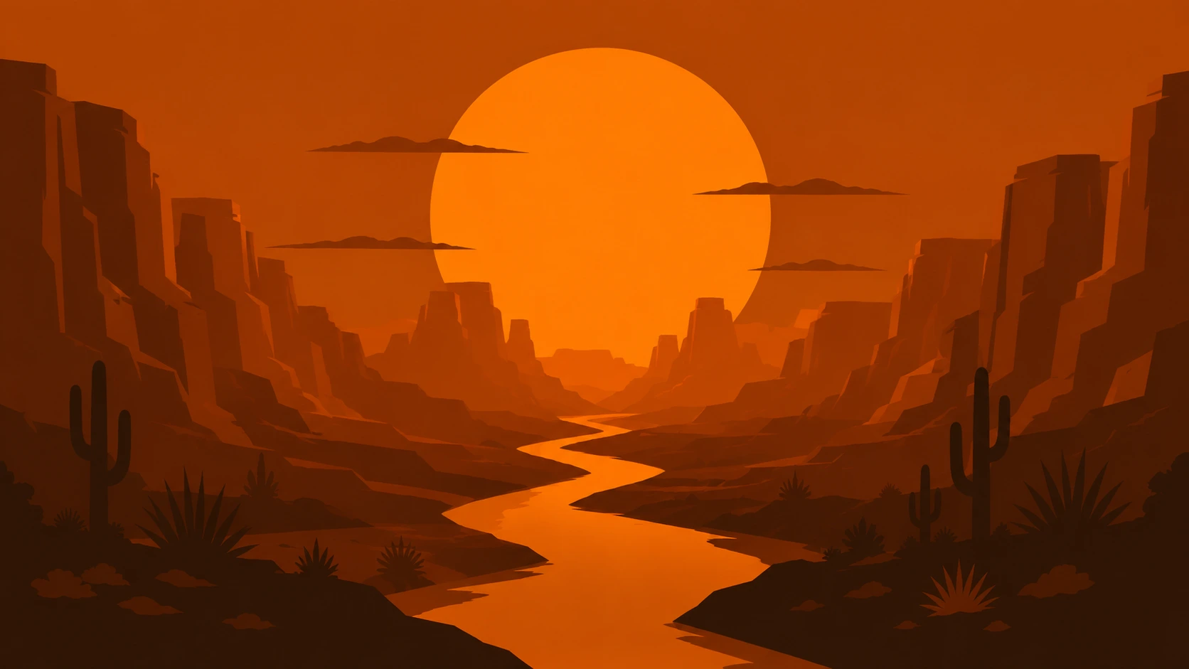 Red Desert Canyon Sunset Wallpaper 4K