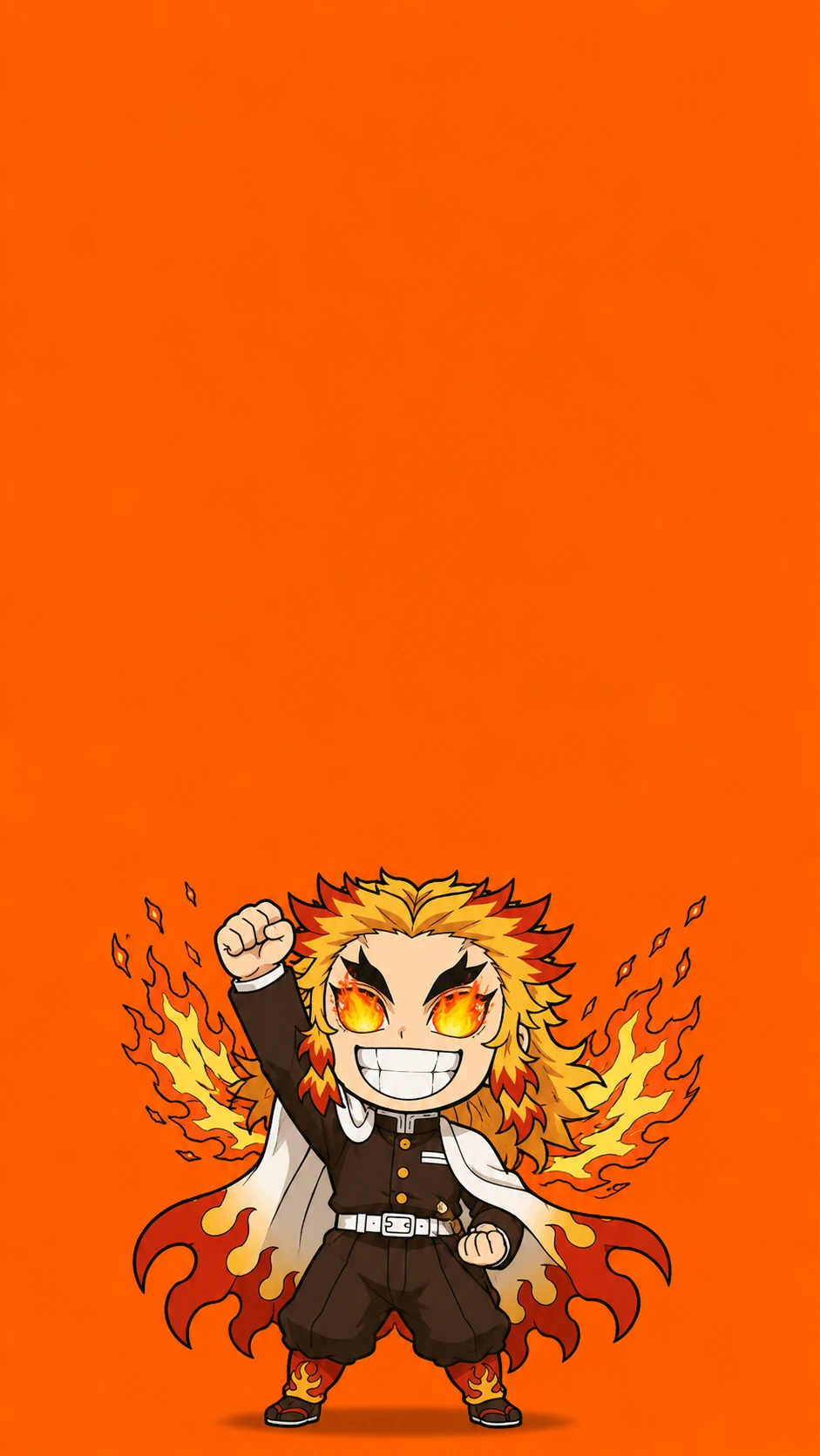 Rengoku Kyojuro Chibi Flame Hashira Fan Art Demon Slayer Wallpaper 4K
