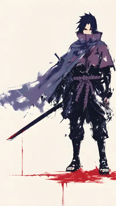 Rogue Ninja Bloodstained Blade Wallpaper — Dark Painterly Art