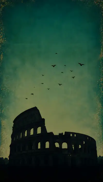 Roman Colosseum 4K Wallpaper – Italy Twilight Silhouette Minimalist