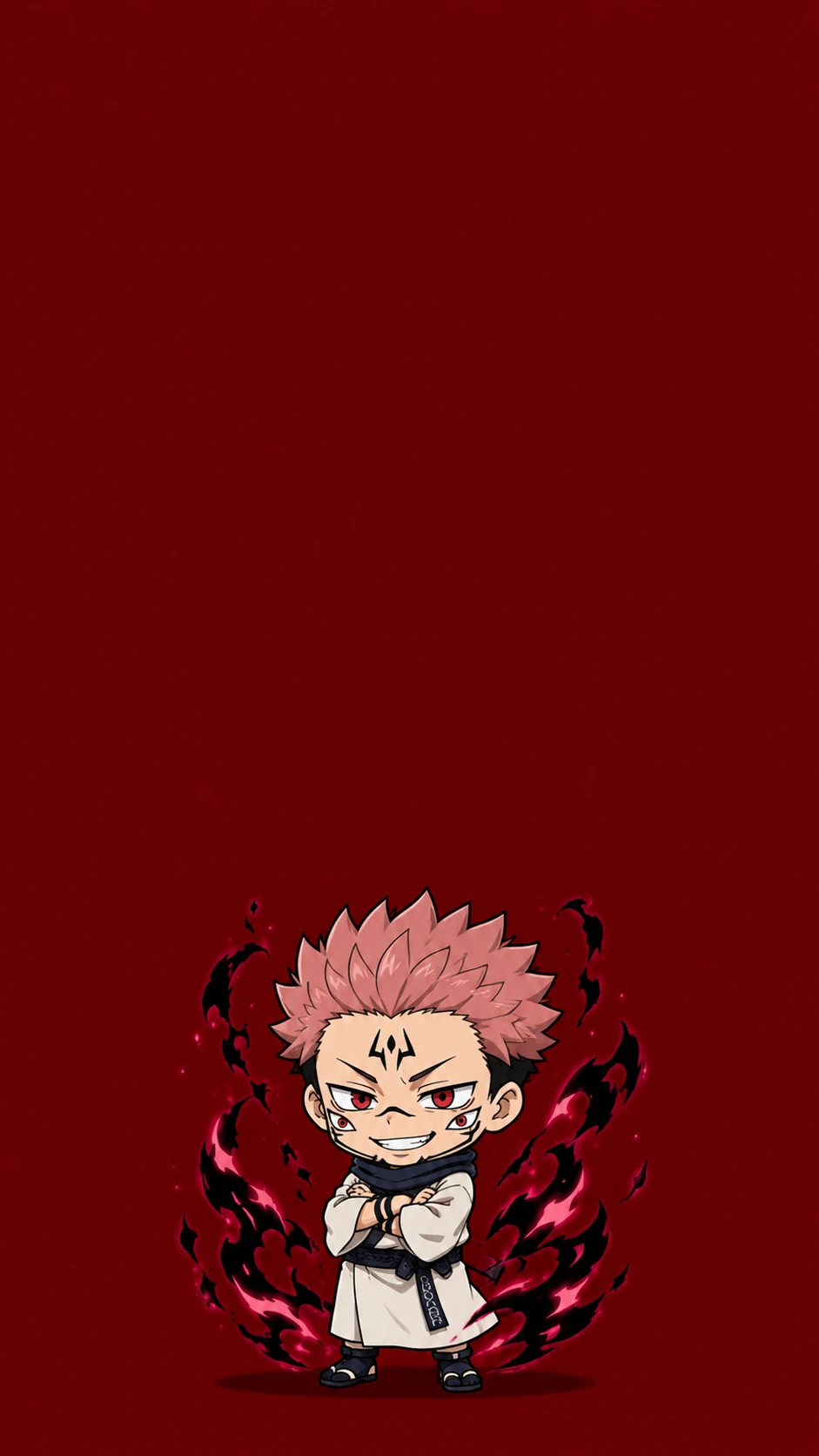 Ryomen Sukuna Chibi Fan Art Cursed Energy 4K Wallpaper — Jujutsu Kaisen