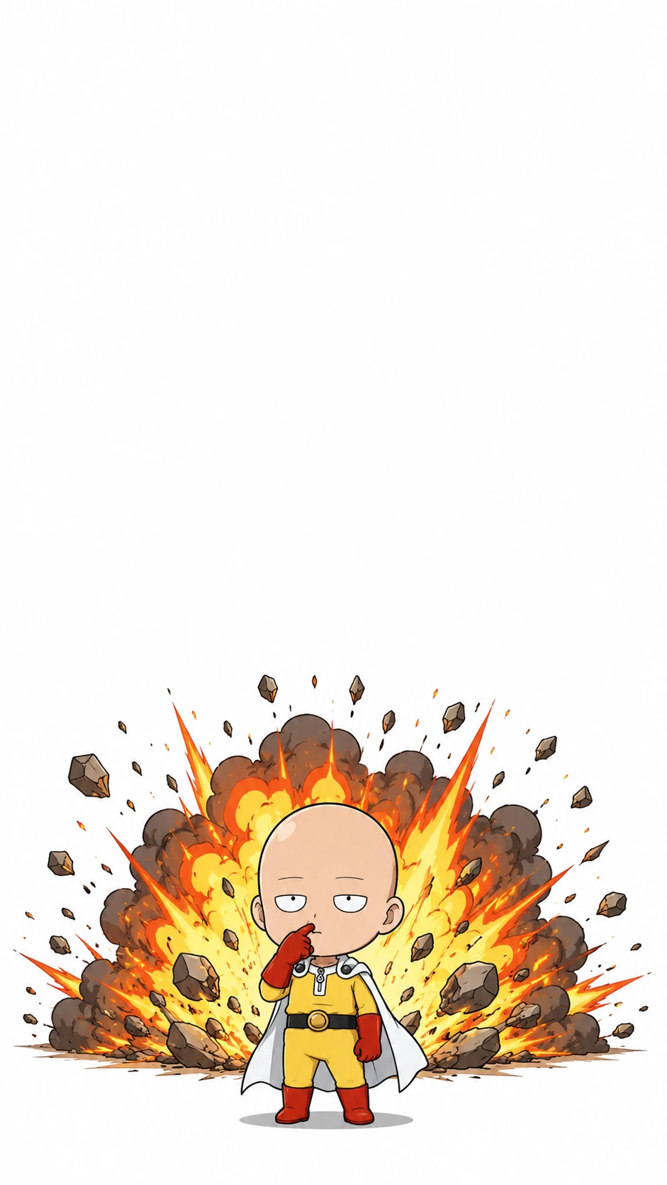 Saitama Anime Fan Art Chibi Explosion Mobile Wallpaper HD