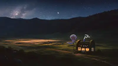 Starlit Valley Cabin — Milky Way Night Sky 4K Wallpaper