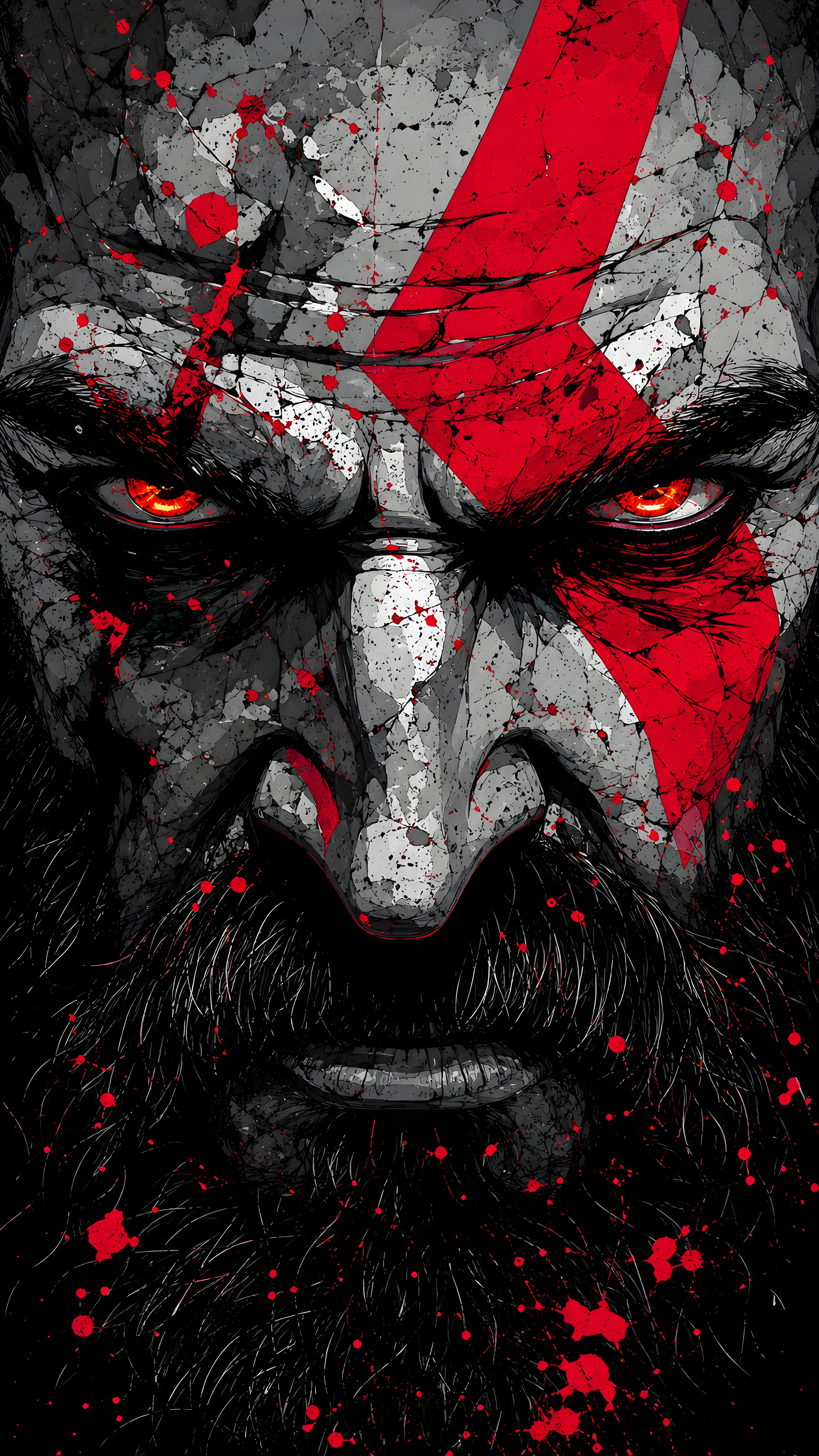 Stone War God Dark Warrior Face 4K Wallpaper