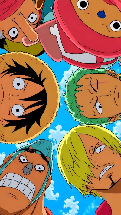 Straw Hat Pirates Wallpaper 4K – One Piece Crew Blue Sky Phone Wallpaper