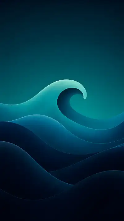 Teal Ocean Wave Wallpaper 4K – 3D Curling Wave Design