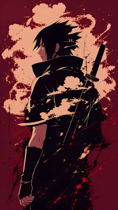 Uchiha Rogue Ninja Ink Splash Wallpaper — Dark Kanji Aesthetic