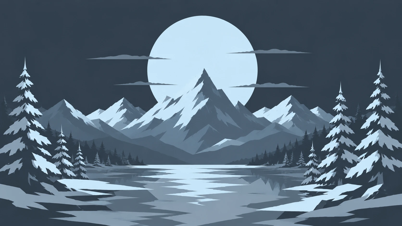 Winter Mountain Frozen Lake Minimal Wallpaper 4K