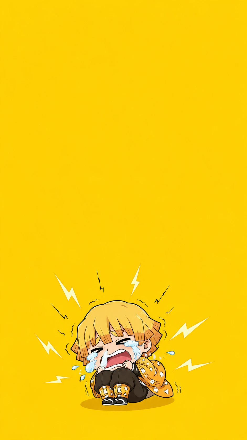 Zenitsu Agatsuma Chibi Crying Fan Art Demon Slayer Wallpaper 4K